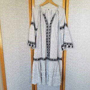 FREE PEOPLE Vagabond Cotton Tunic Maxi Dress Sz M Topper Beach Cover